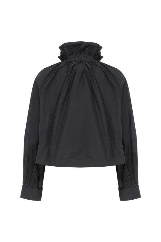 Yakası Büzgülü Gömlek Siyah - 2