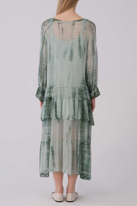 Yakası İşlemeli Otantik Uzun Kadın Elbise Standart Renk - 2