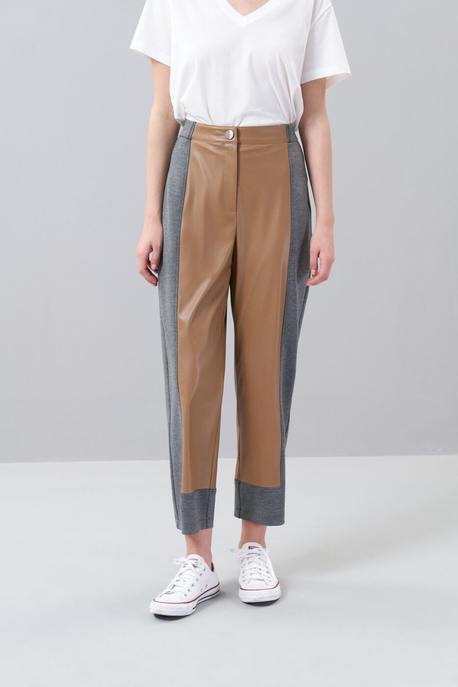 Yanları Ve Paçası Örme Deri Havuç Pantolon Standart Renk - 3