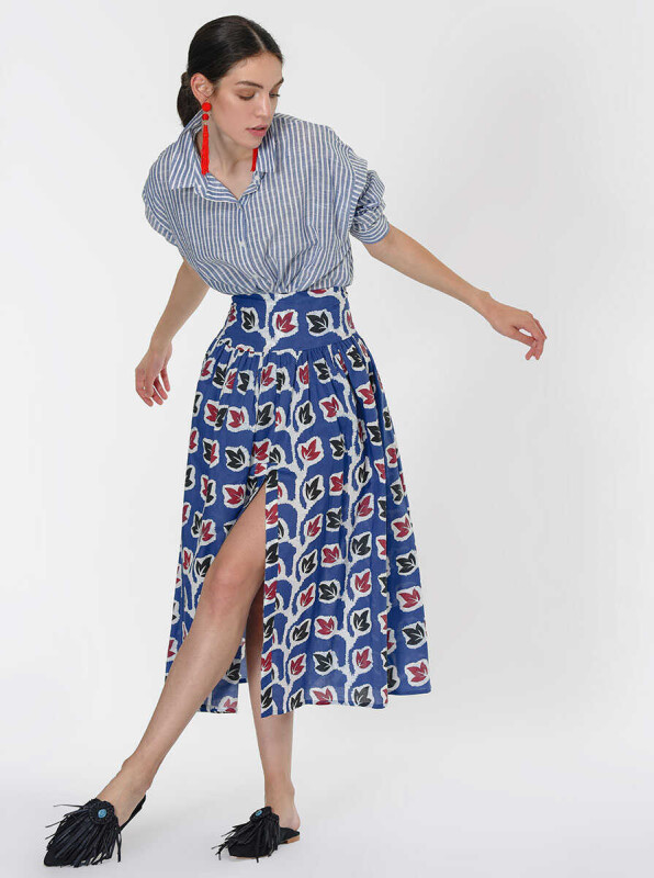 Yaprak Desenli Uzun Etek Standart Renk - 3