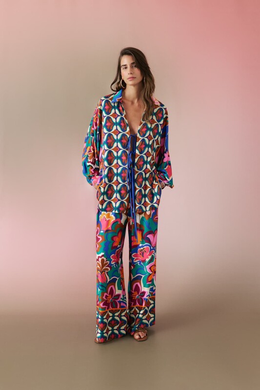 Yarasa Kol Saten Gömlek Standart Renk - 3