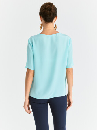  Yarım Kol İpek Mint Bluz Mint - 2