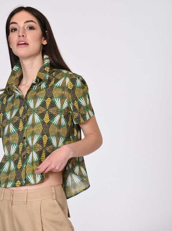 Yarım Kollu Renk Desenli Gömlek Standart Renk - 3