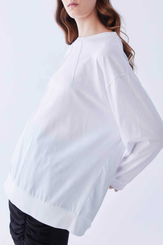 Yazı Detaylı Sweatshirt Beyaz - 3