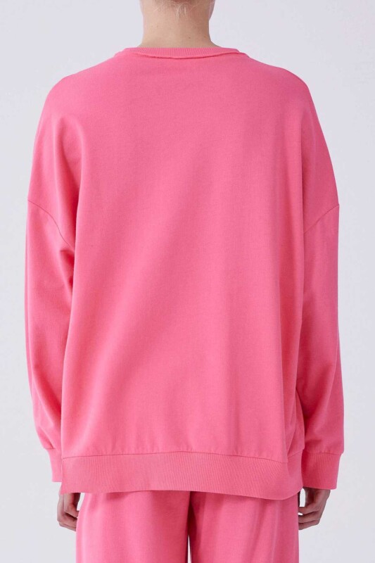Yazı Detaylı Sweatshirt Pembe - 2
