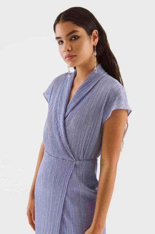 Yırtmaç Detaylı Abiye Elbise Mavi - 3