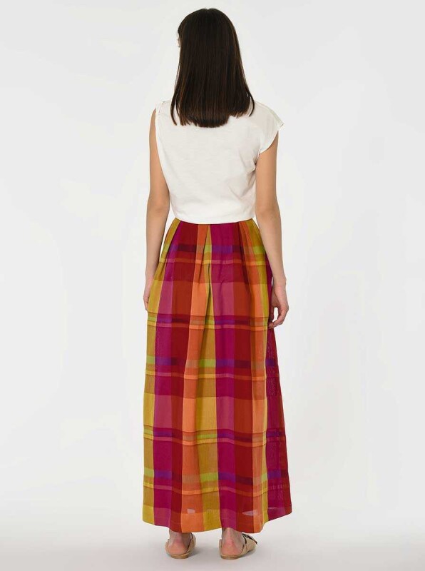 Yırtmaç Detaylı Desenli Uzun Etek Standart Renk - 2