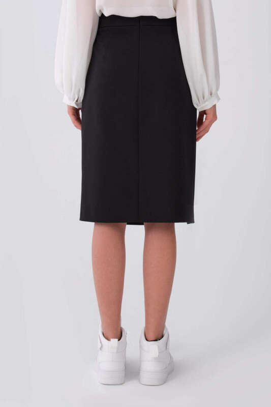 Yırtmaç Detaylı Şort Etek Siyah - 2