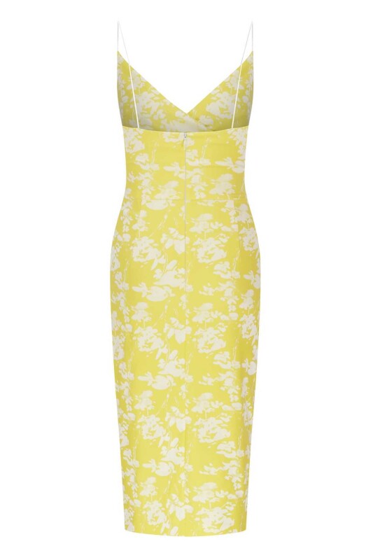 Yırtmaçlı Desenli Abiye Elbise Standart Renk - 5