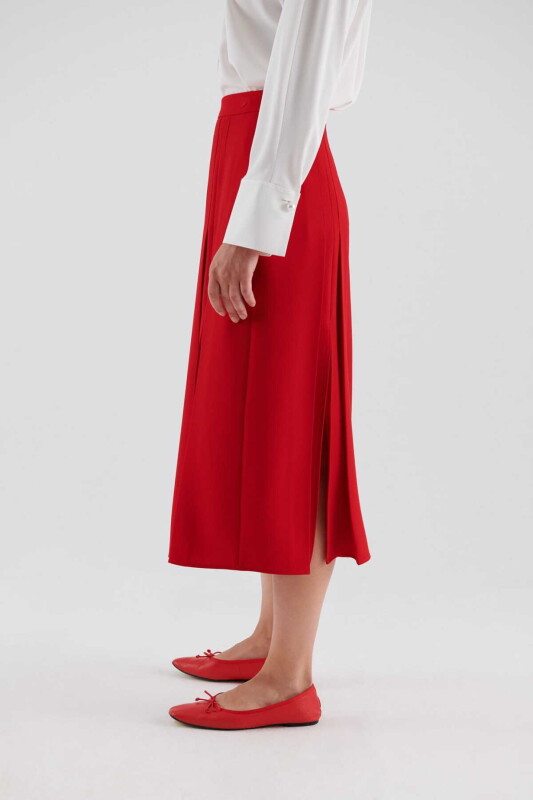  Yırtmaçlı Uzun Etek Kırmızı - 3