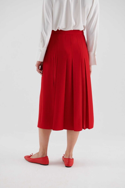  Yırtmaçlı Uzun Etek Kırmızı - 2