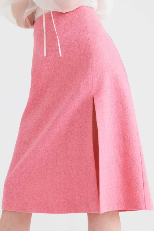 Yırtmaçlı Uzun Etek Pembe - 3