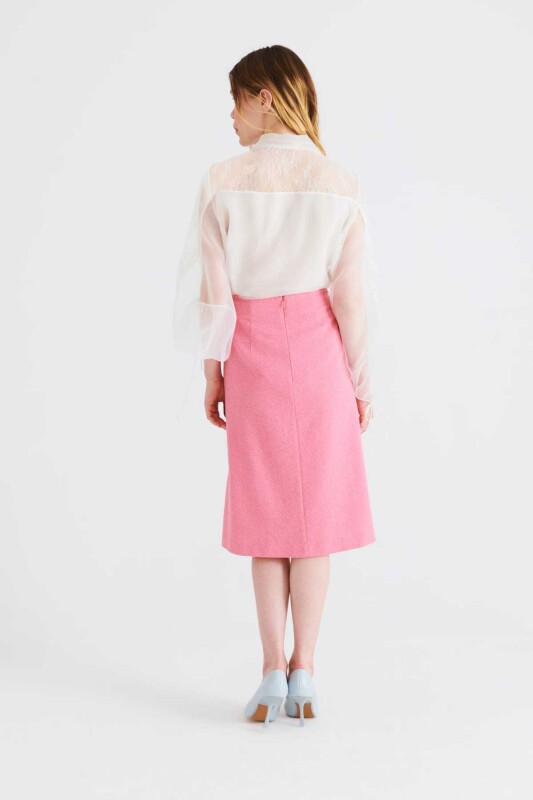 Yırtmaçlı Uzun Etek Pembe - 2