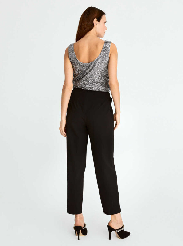  Yüksek Bel Cepli Kadın Pantolon Siyah - 2