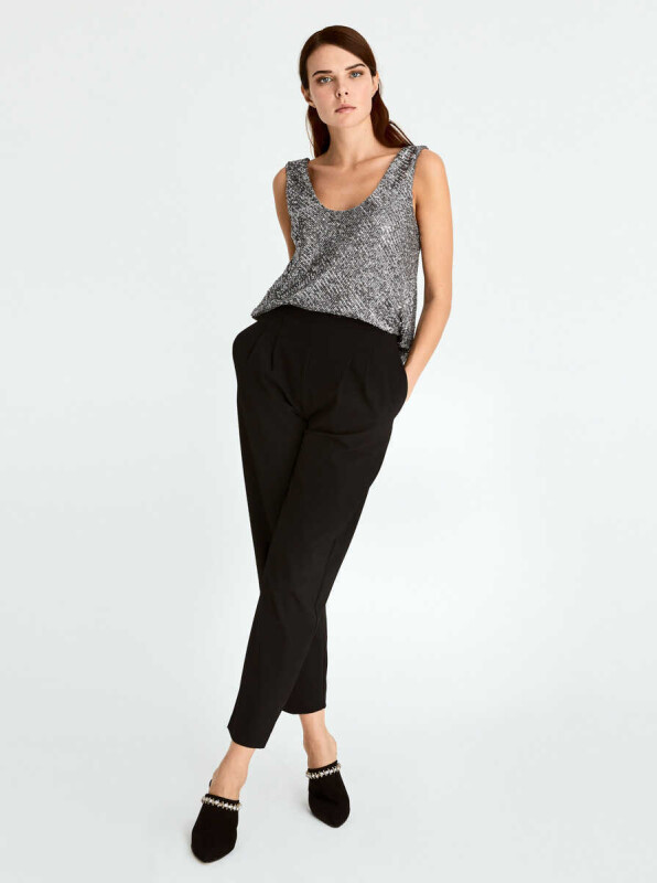  Yüksek Bel Cepli Kadın Pantolon Siyah - 4