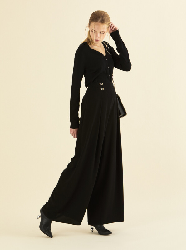  Yüksek Bel Detaylı Pantolon Siyah - 3