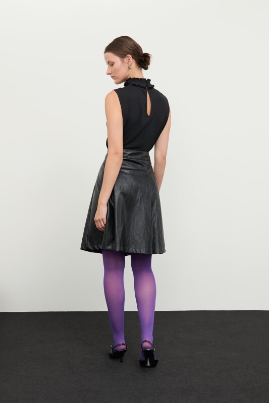 Deri Dız Altı Etek Siyah - 2