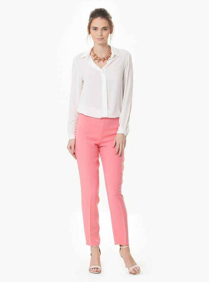 Yüksek Bel Kadın Pantolon Pembe - 1