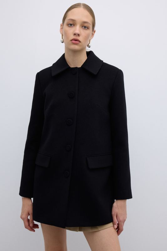 Yün ve Kaşmir Karışımlı Kaban Siyah - 1