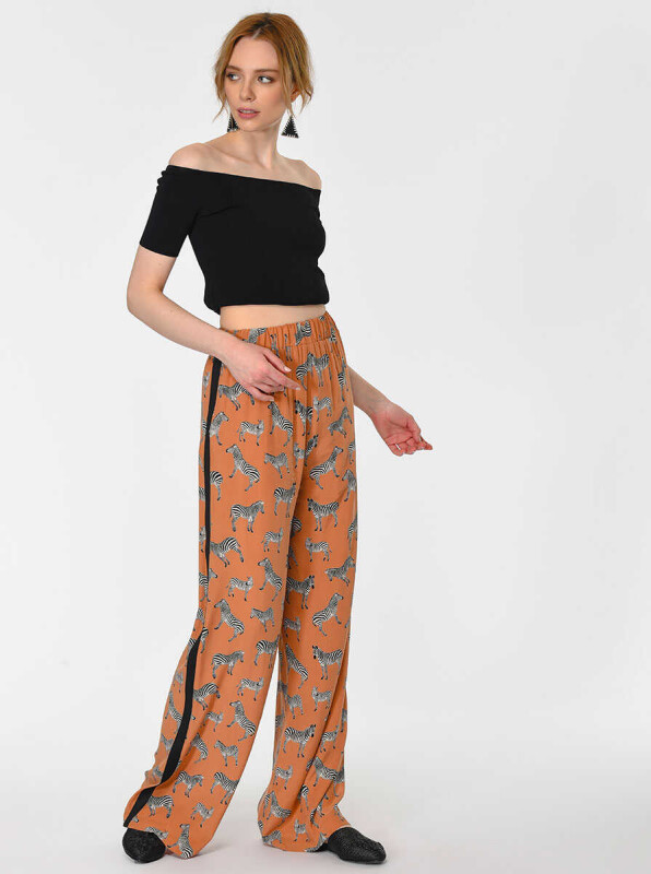 Zebra Desenli Kadın Pantolon Standart Renk - 4
