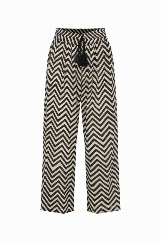 Zigzag Desenli Kadın Pantolon Standart Renk - 4