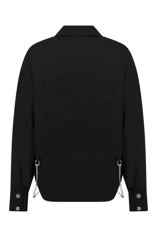  Zincir Detaylı Kadın Gömlek Siyah - 5